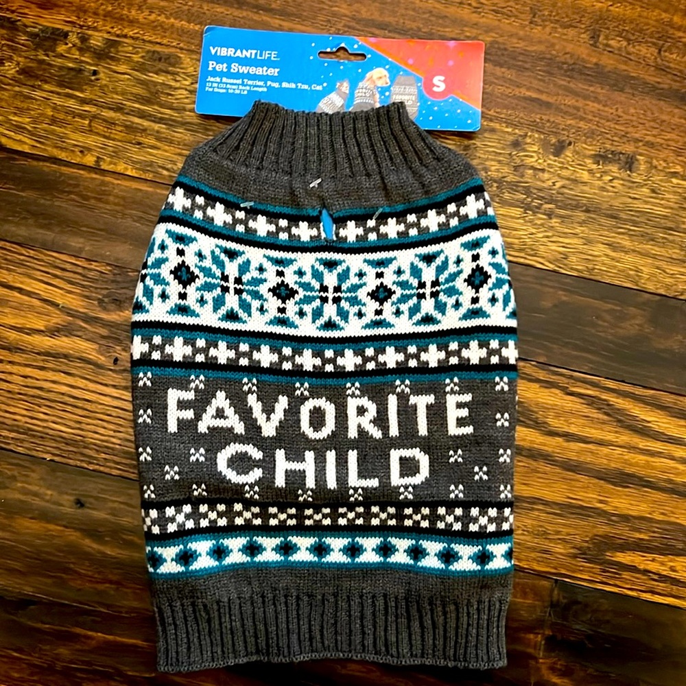 Vibrant Life Favorite Child Dog & Cat Sweater, Gray, Small